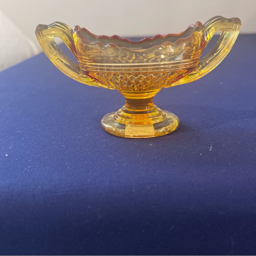 Vintage Amber Colored Open Salt Cellar Possible Cambridge Glass Company